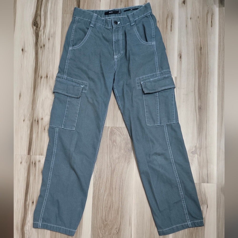 Bershka Wide Green Cargo Pants